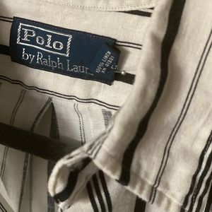 Polo Ralph Lauren 100% LinenBlack Striped 
Size S